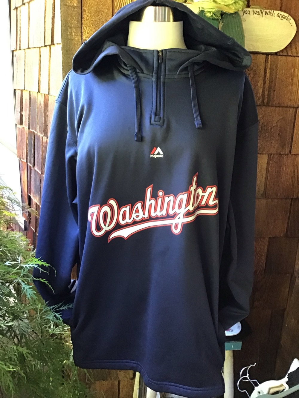 Majestic Navy and Red Washington Pullover Hoodie
